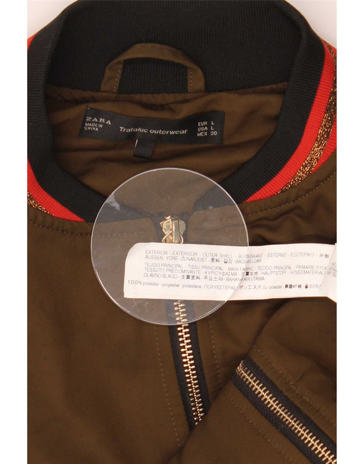 Giubbotto bomber da donna Zara UK 16 grande poliestere kaki
