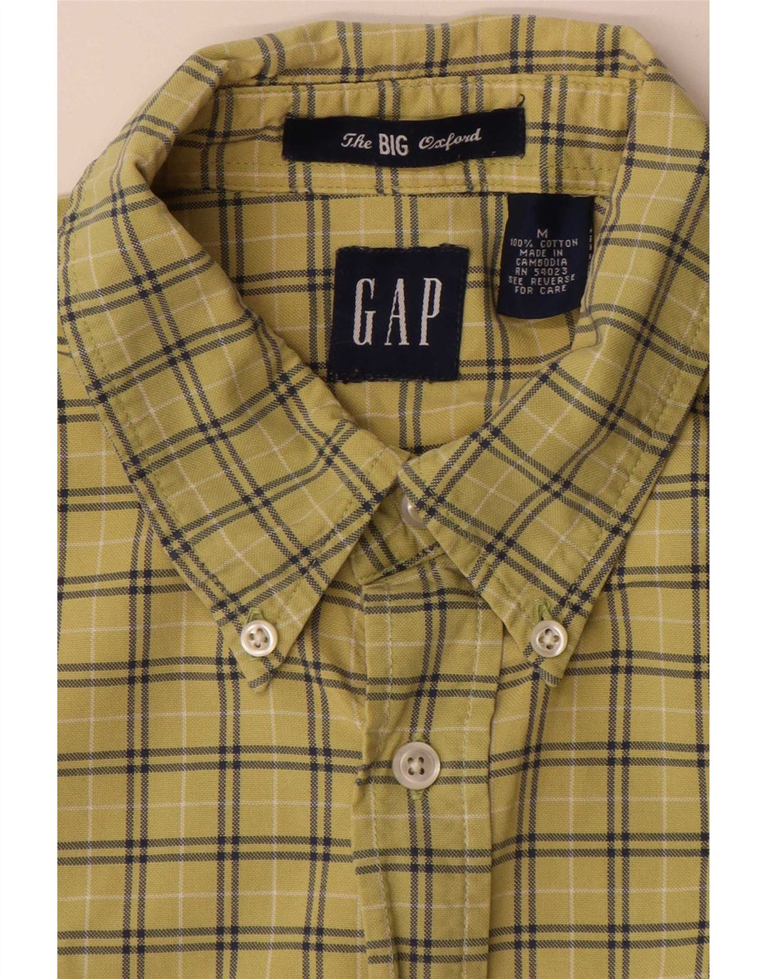 Camicia Gap da uomo vestibilità ampia in cotone a quadri giallo medio