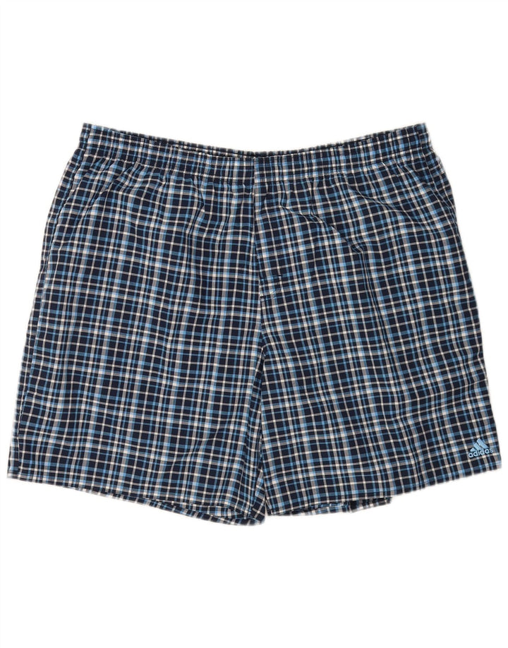 Pantaloncini da bagno da uomo Adidas XL in poliestere a quadri blu