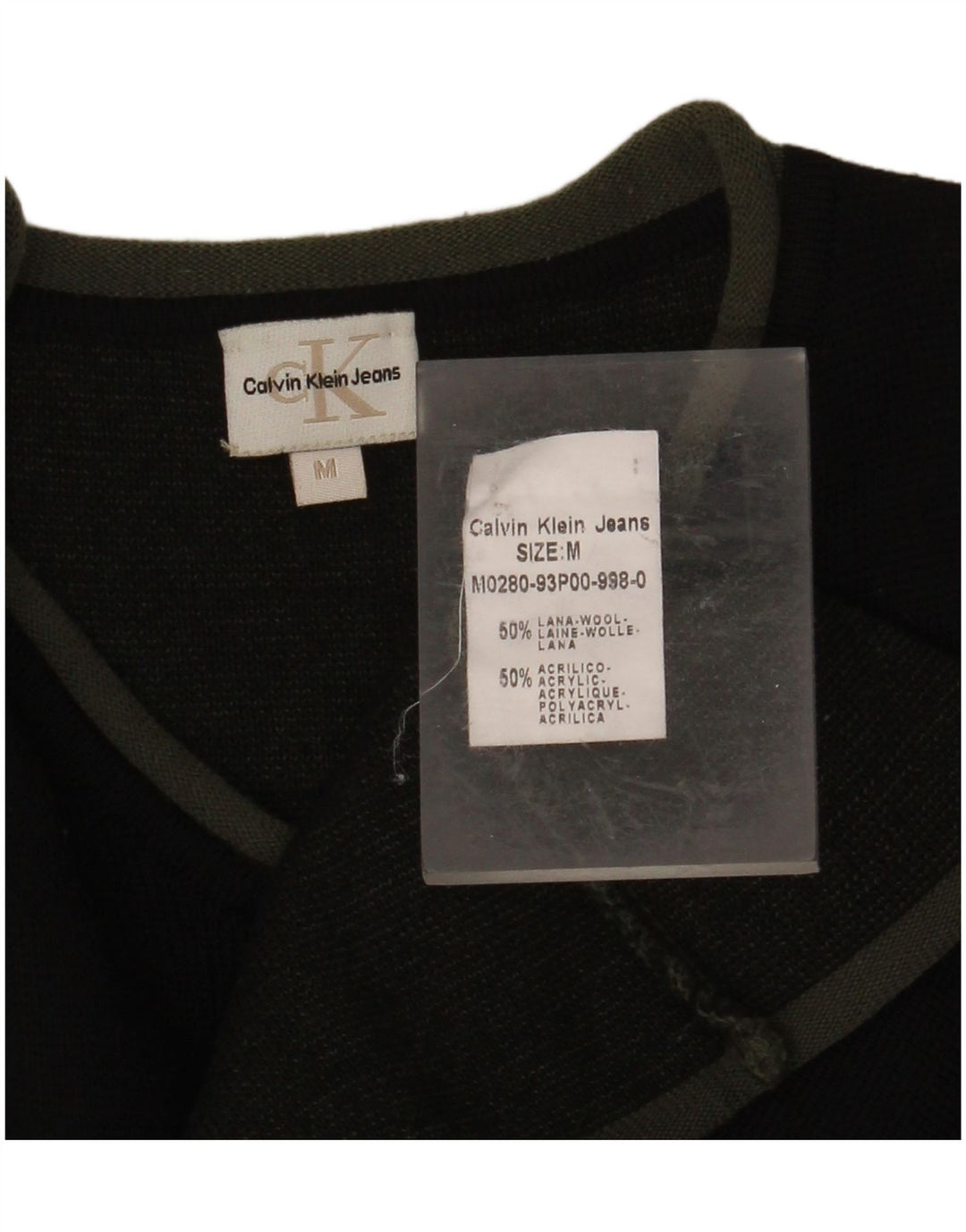 CALVIN KLEIN JEANS Maglione da uomo con scollo a V in lana nera media