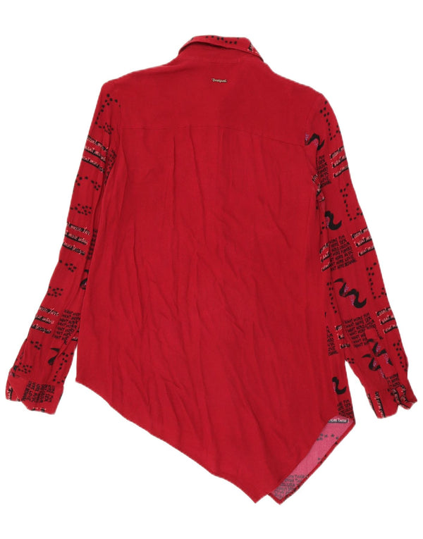 Desigual Camicia asimmetrica da donna vestibilità ampia UK 6 XS Viscosa geometrica rossa