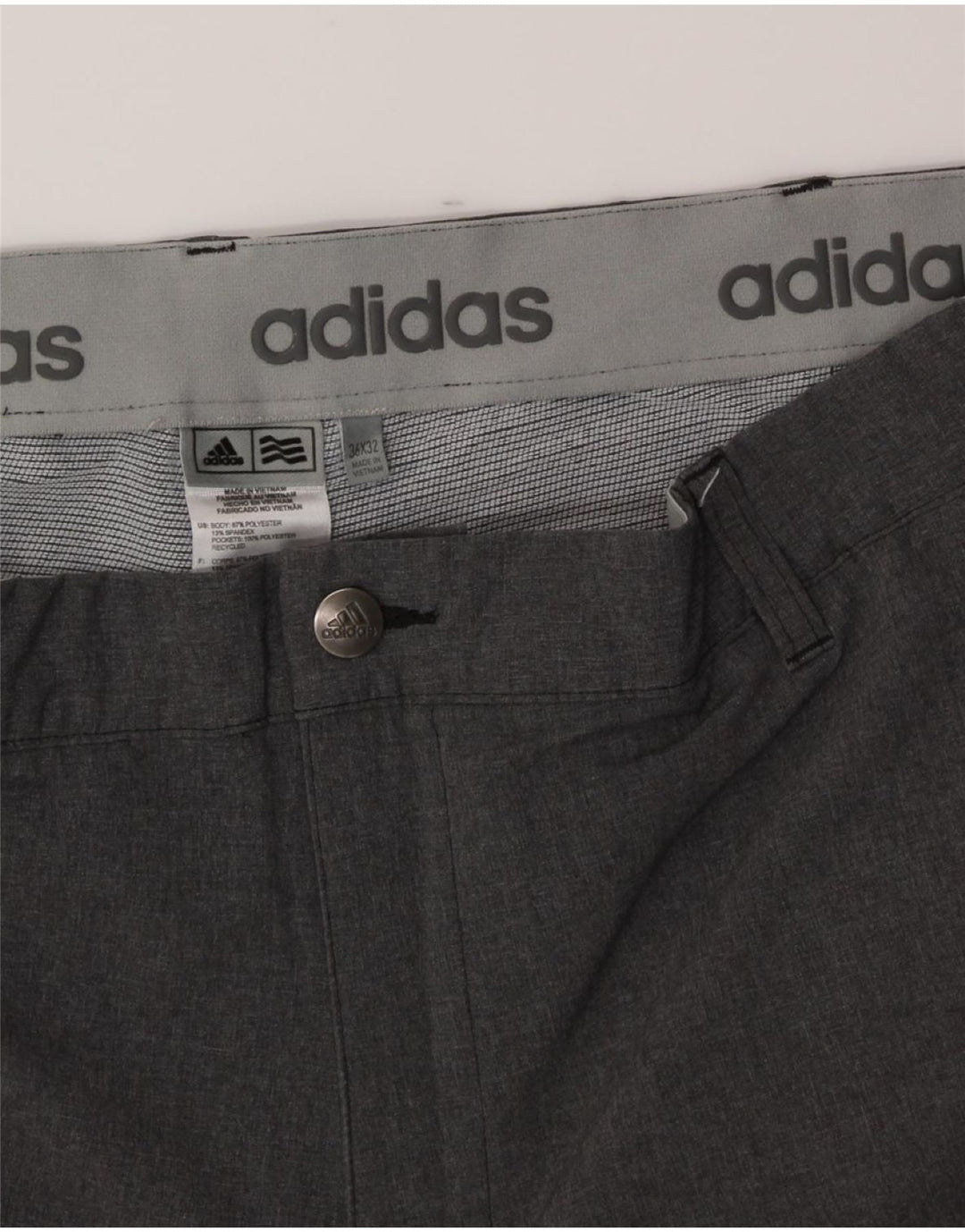 ADIDAS Mens Straight Chino Trousers W36 L32 Grey Polyester Vintage Adidas and Second-Hand Adidas from Messina Hembry 