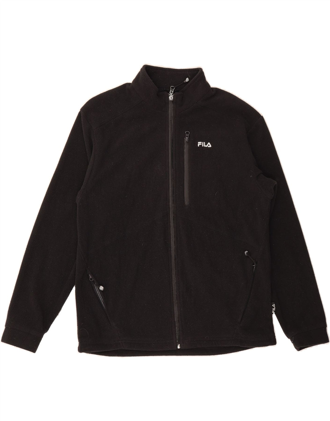 FILA Womens Fleece Jacket UK 16 Large Black Polyester Vintage Fila and Second-Hand Fila from Messina Hembry 