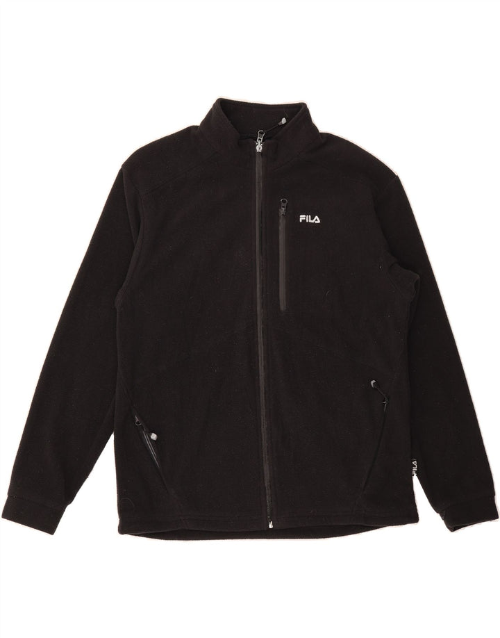 FILA Womens Fleece Jacket UK 16 Large Black Polyester Vintage Fila and Second-Hand Fila from Messina Hembry 