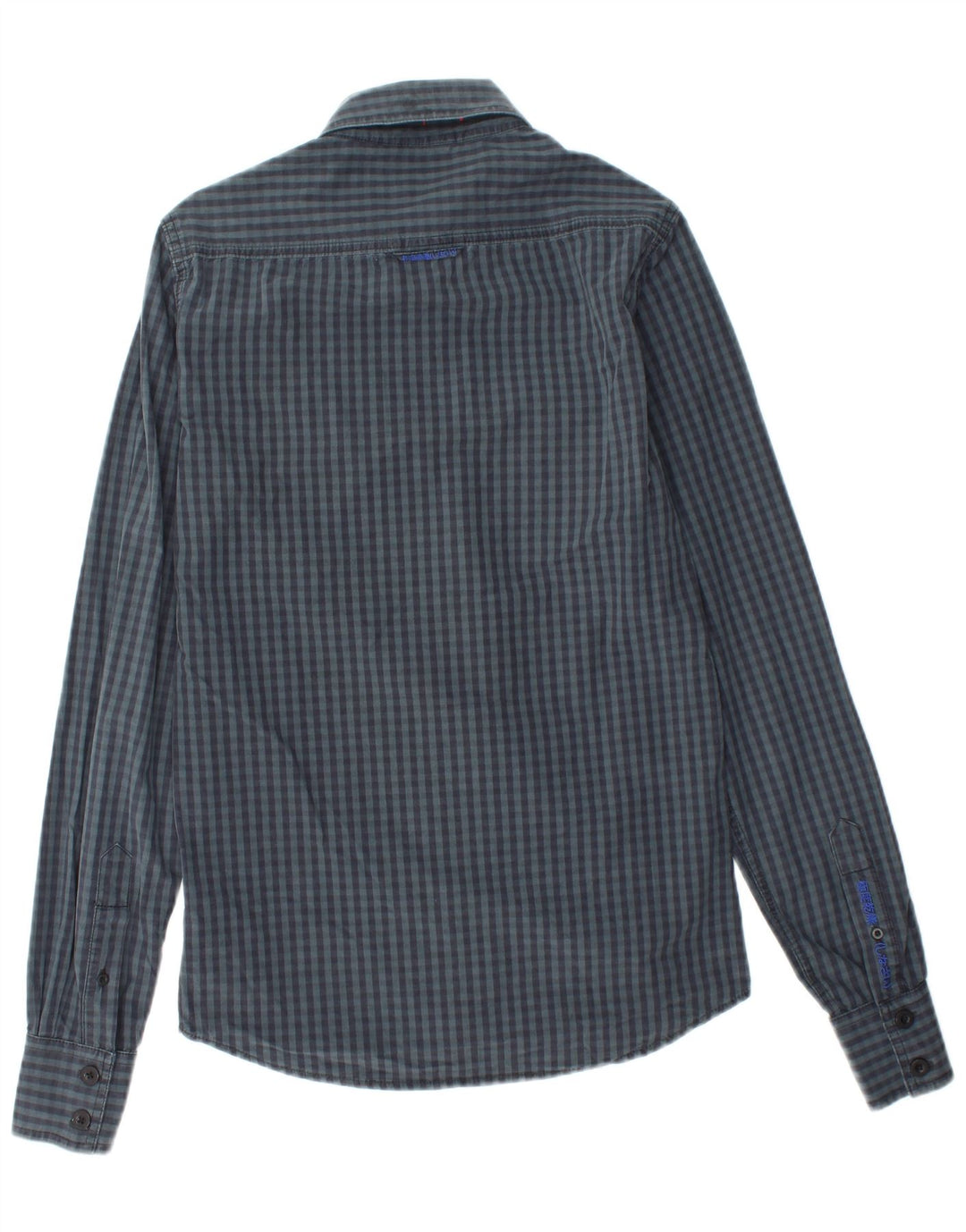 Camicia da uomo SUPERDRY piccola in cotone a quadretti blu navy