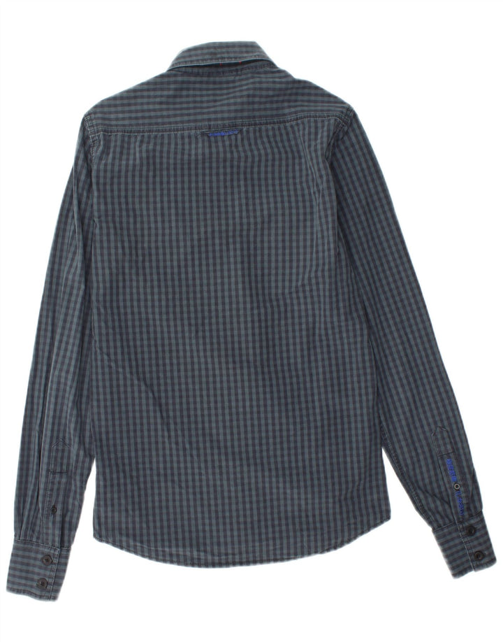 Camicia da uomo SUPERDRY piccola in cotone a quadretti blu navy