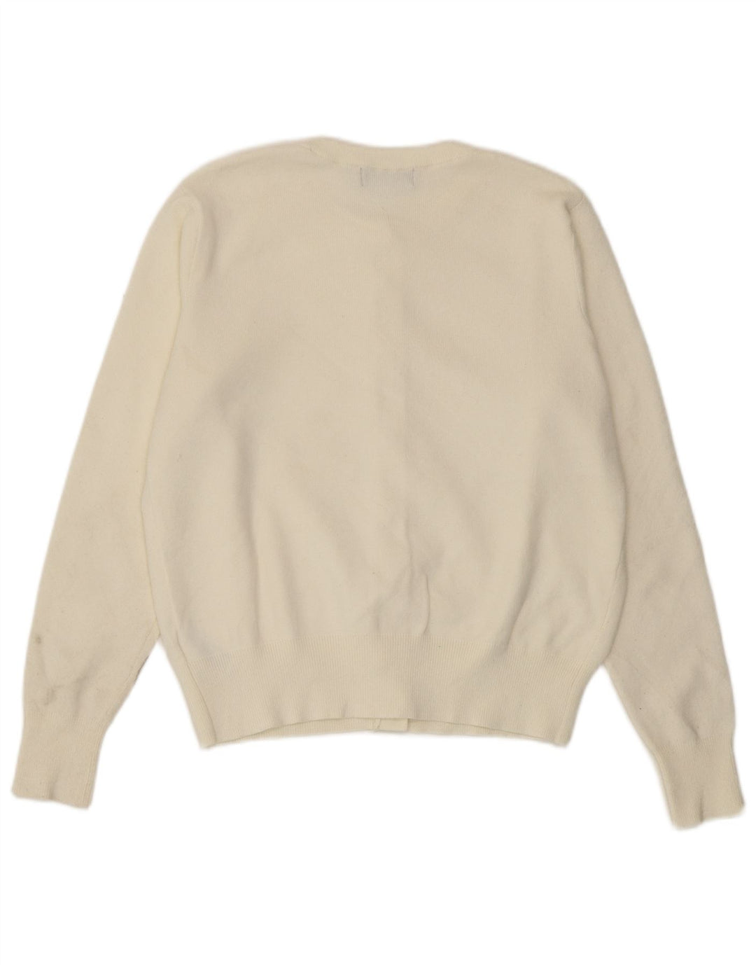 Maglione cardigan corto da donna Marks & Spencer UK 14 Viscosa bianco sporco medio