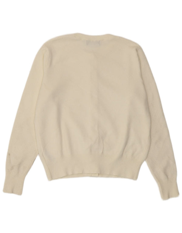 Maglione cardigan corto da donna Marks & Spencer UK 14 Viscosa bianco sporco medio