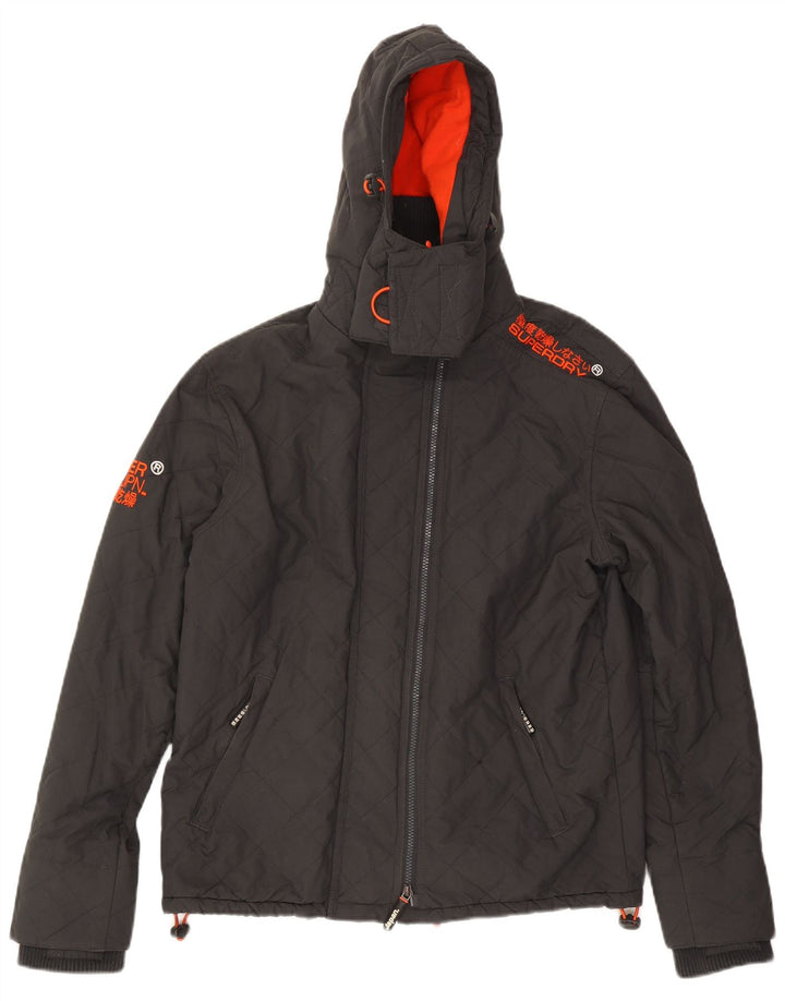 Giacca a vento con cappuccio da uomo Superdry UK 40 Large in nylon grigio