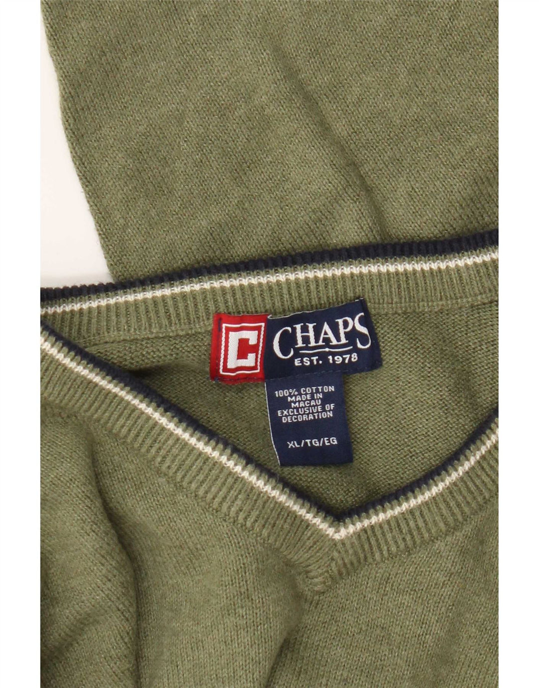 Maglione da uomo Chaps Regular Fit con scollo a V XL in cotone verde