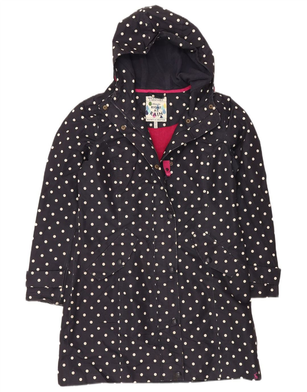 JOULES Cappotto giacca a vento oversize da donna UK 10 Piccolo pois blu navy