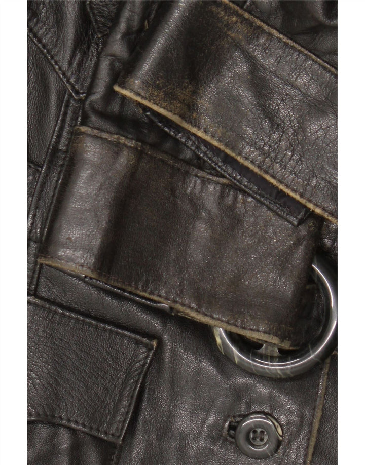 Giacca in pelle vintage da donna UK 14 media nera