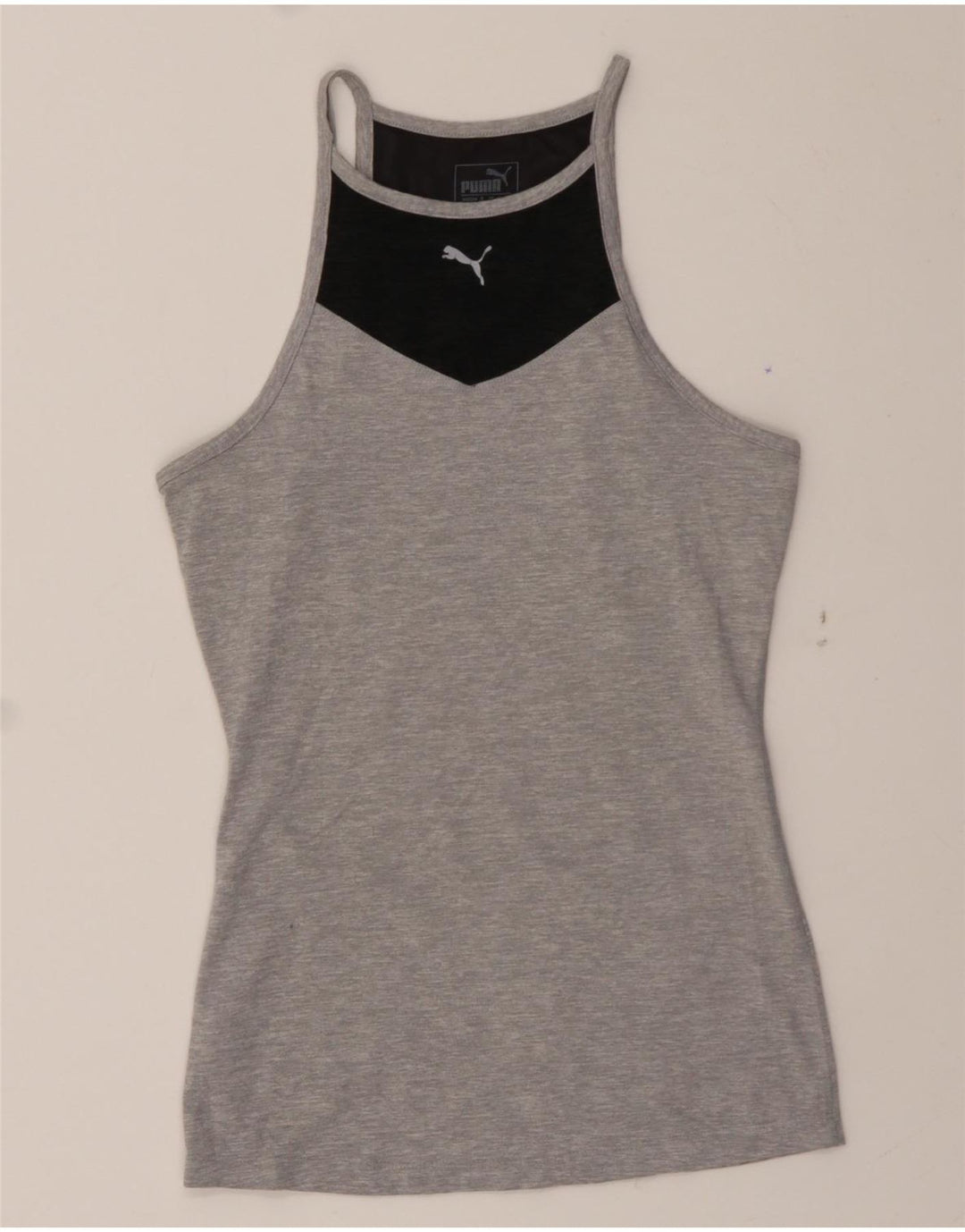 PUMA Womens Vest Top UK 10 Small Grey Colourblock Vintage Puma and Second-Hand Puma from Messina Hembry 