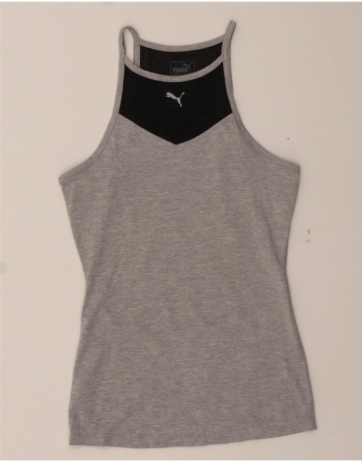 PUMA Womens Vest Top UK 10 Small Grey Colourblock Vintage Puma and Second-Hand Puma from Messina Hembry 