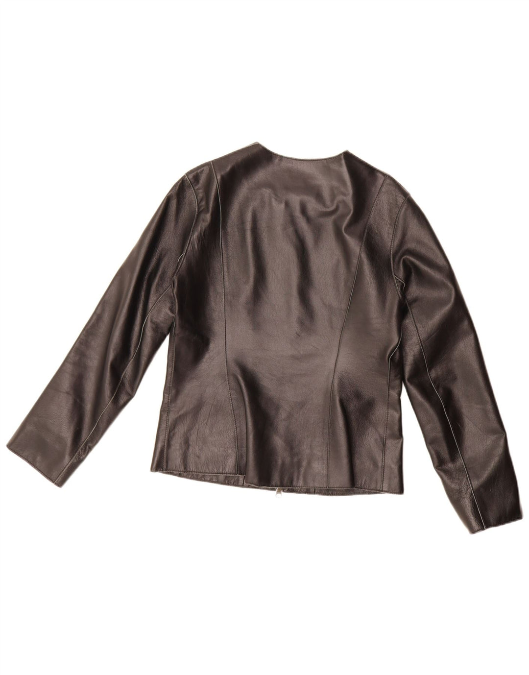 Giacca blazer in pelle da donna con zip intera Michel Ambers UK 12 media nera