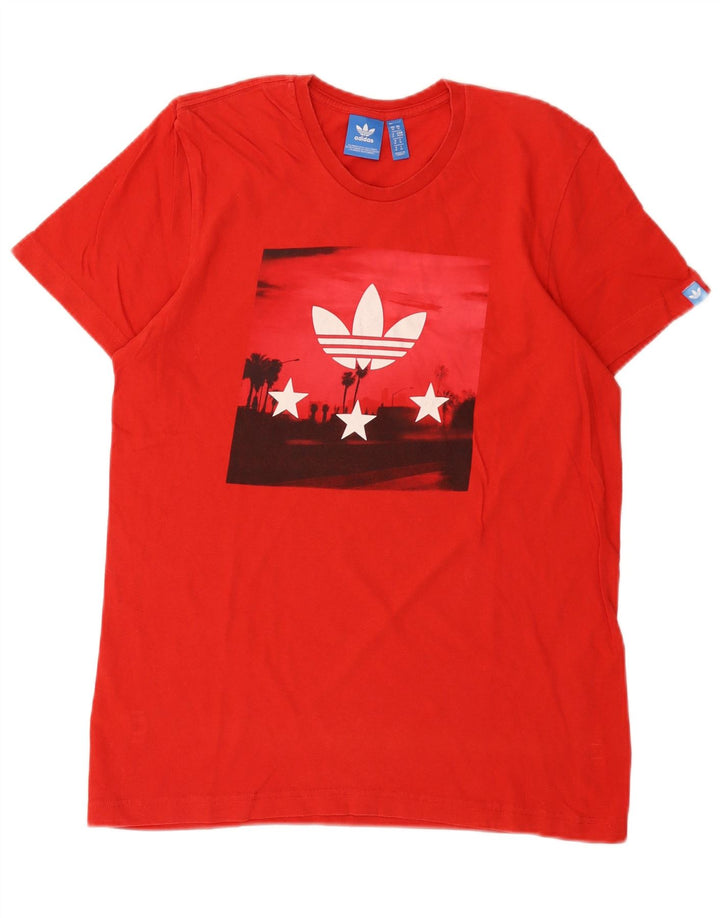 T-shirt grafica da uomo Adidas Top in cotone rosso medio