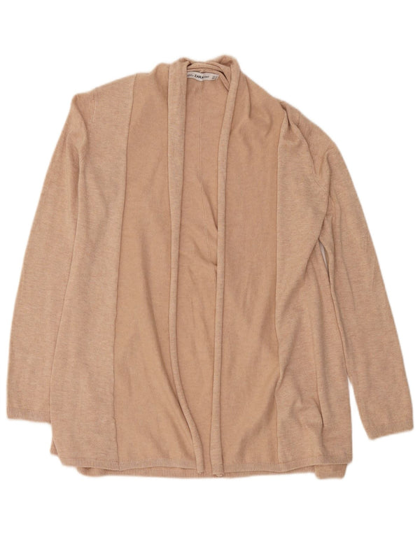 Maglione cardigan aperto a lunga linea da donna Zara UK 14 Beige medio
