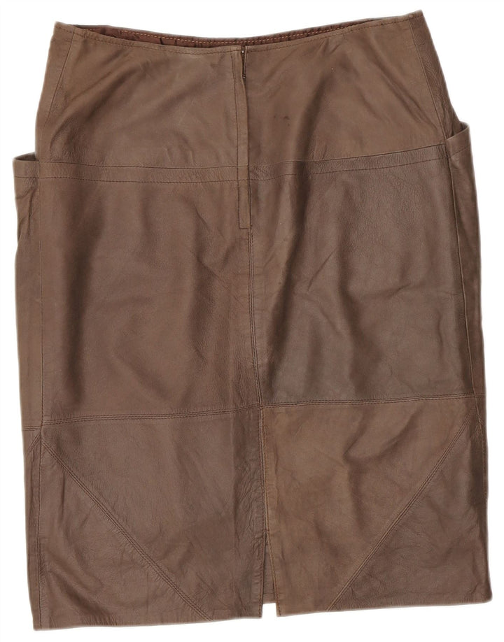 Gonna in pelle vintage da donna W32 grande marrone