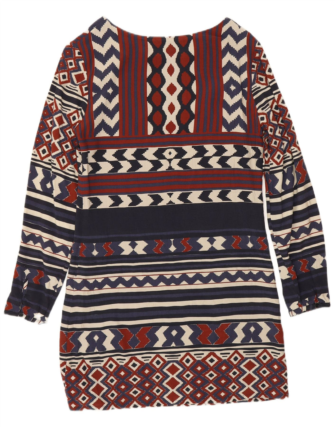 Desigual Abito tubino a maniche lunghe da donna EU 36 Piccolo blu navy geometrico