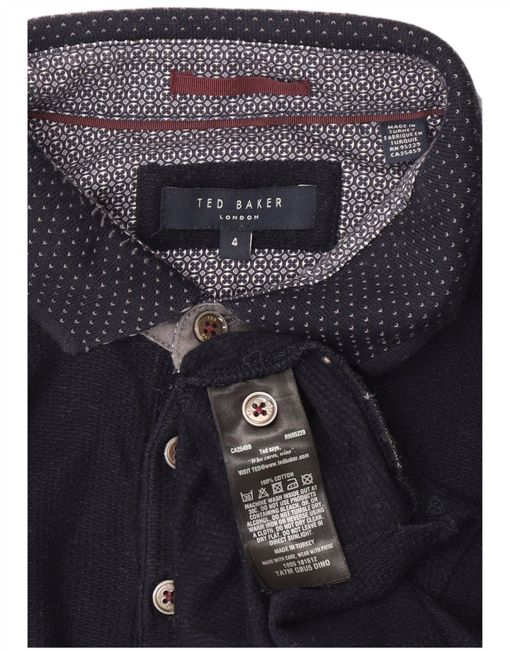 Polo da uomo Ted Baker taglia 4 grande in cotone blu navy
