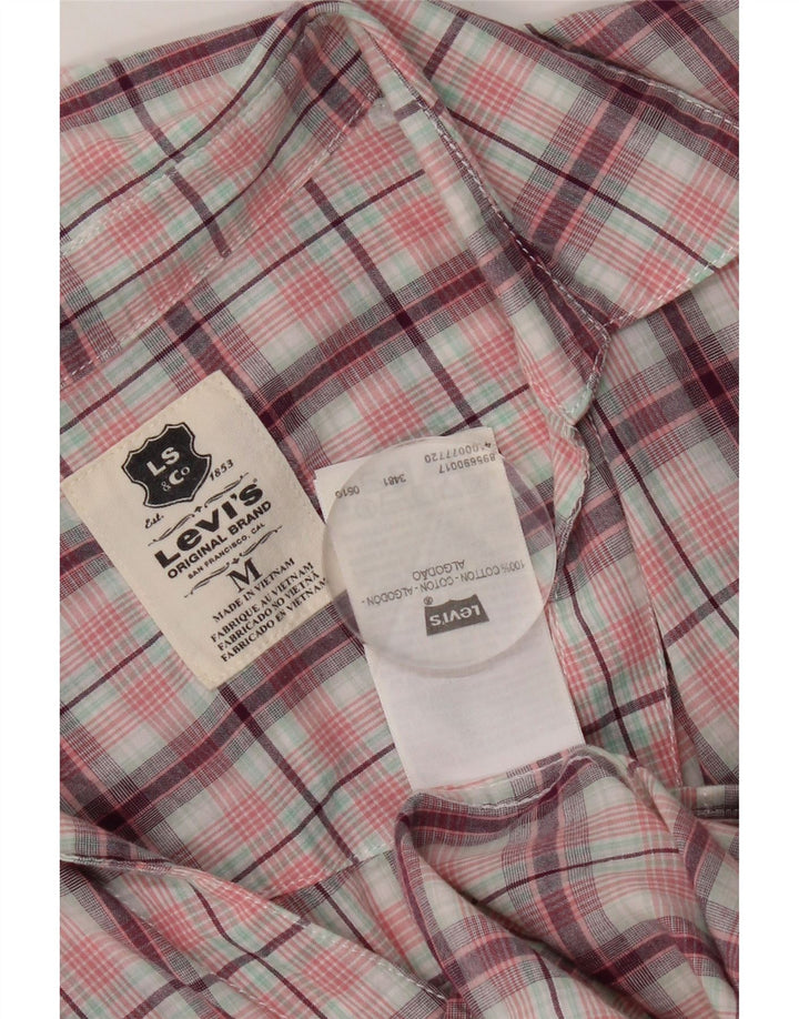 Camicia a maniche corte da donna Levi's UK 12 Cotone a quadri rosa medio
