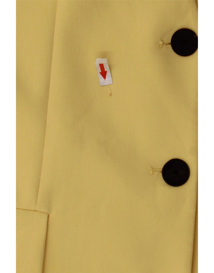 Giacca blazer senza maniche a 3 bottoni da donna Zara UK 14 grande poliestere giallo