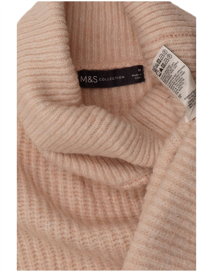 MARKS & SPENCER Maglione maglione a collo alto da donna UK 14 Rosa medio