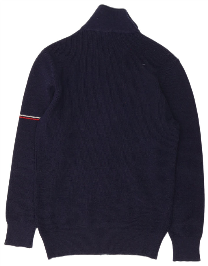 Maglione cardigan da uomo Cagi grande in lana vergine blu navy