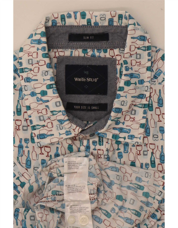 Camicia da uomo slim fit White Stuff con motivo astratto, piccola in cotone blu