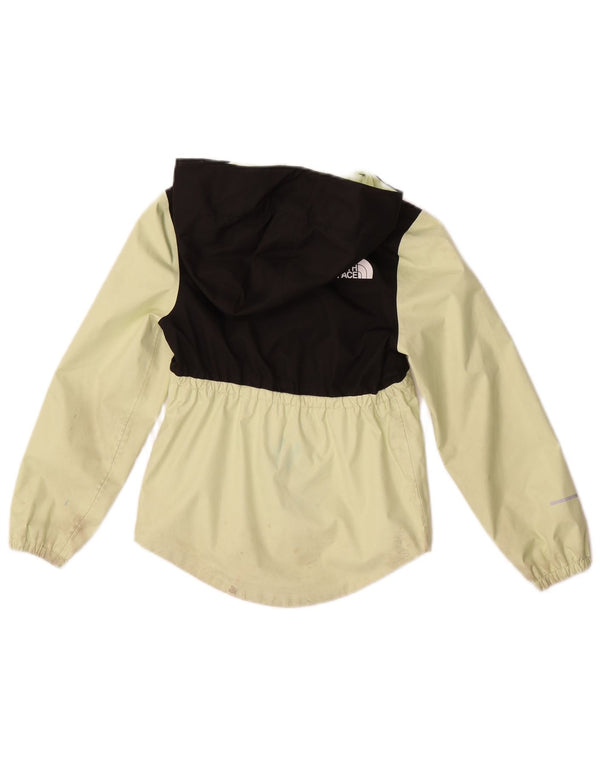 The North Face Girls Hooded Rain Jacket 5-6 Years XS Green Colourblock