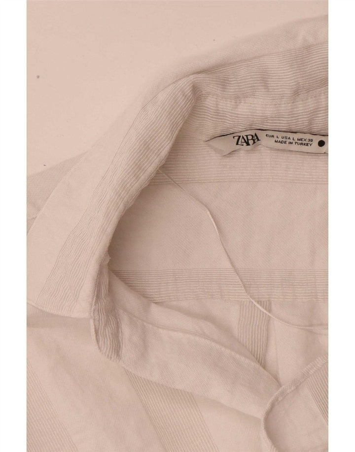 Camicia oversize con maniche a 3/4 da donna Zara UK 16 a righe bianche grandi