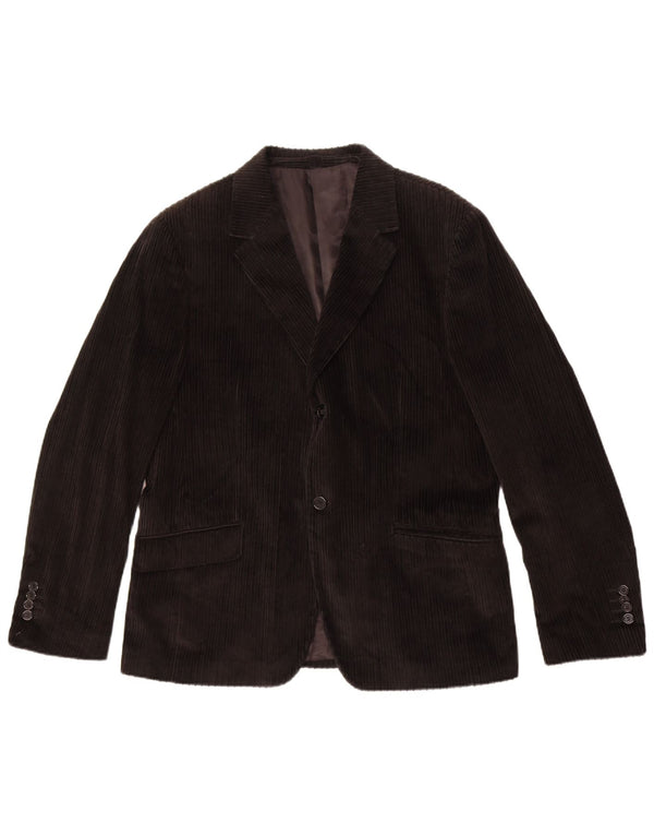 Giacca blazer vintage da uomo in velluto a coste a 2 bottoni IT 54 2XL cotone nero