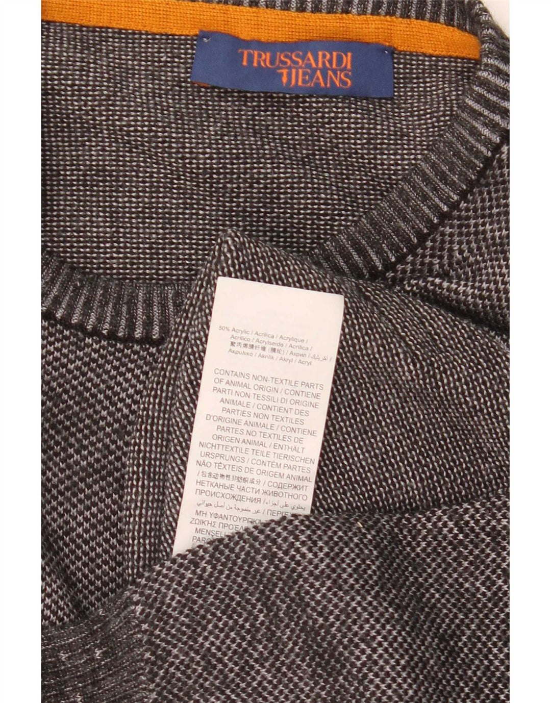 Maglione Trussardi Jeans Uomo Girocollo XL Grigio Lana Vergine