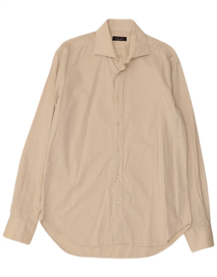 Camicia da uomo ZARA taglia 42 grande cotone gessato beige