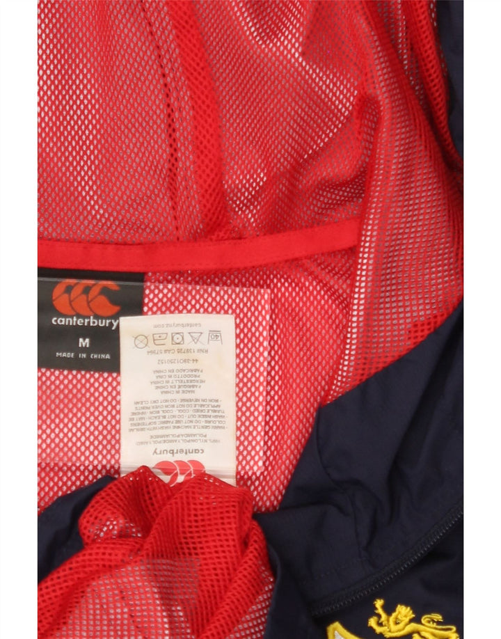CANTERBURY Mens Graphic Rain Jacket UK 38 Medium Navy Blue Colourblock Vintage Canterbury and Second-Hand Canterbury from Messina Hembry 