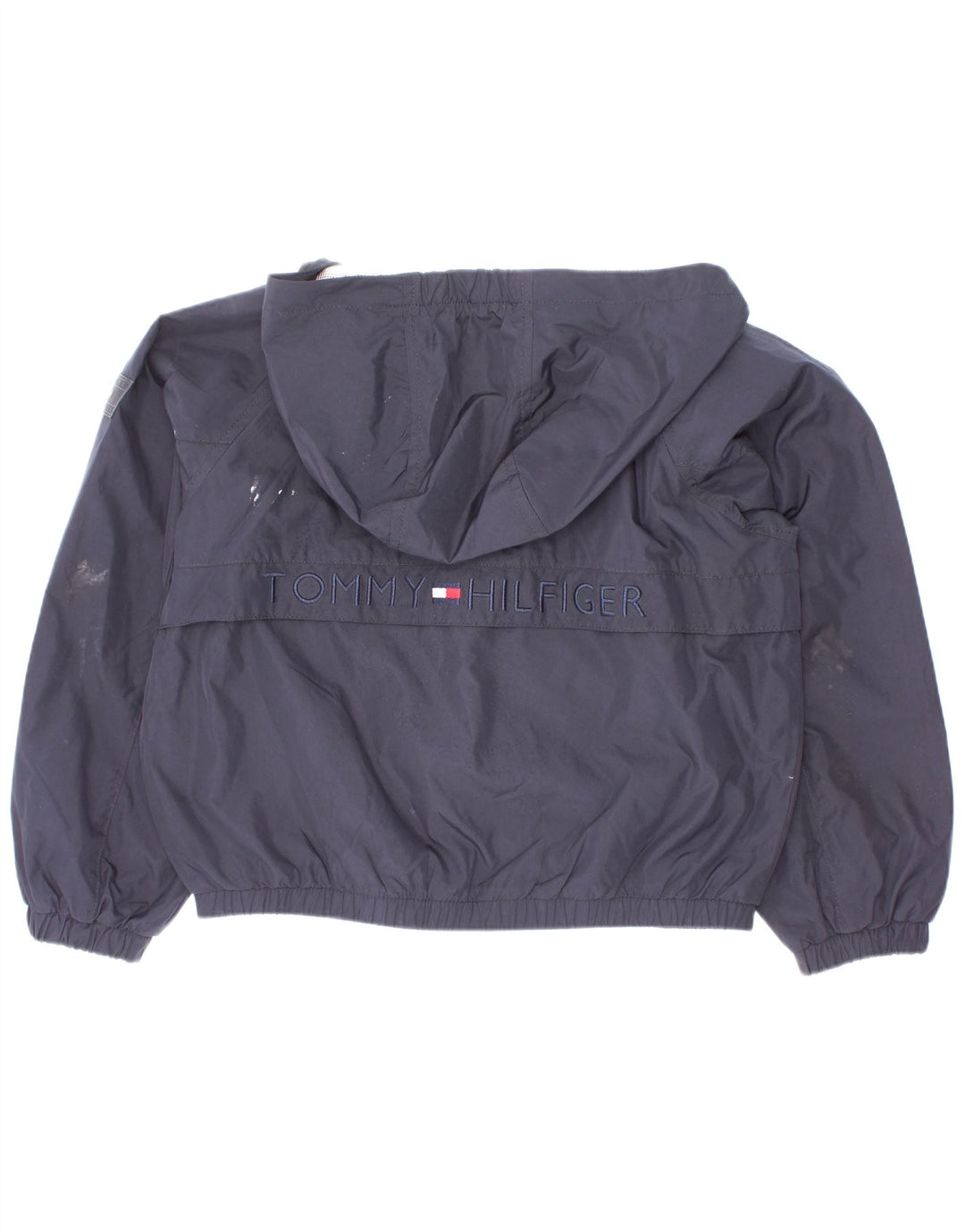 Giacca antipioggia con cappuccio grafica per ragazzi Tommy Hilfiger 5-6 anni blu navy