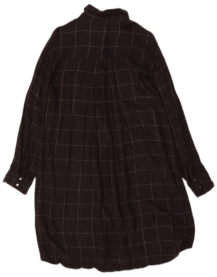 Abito chemisier oversize da donna ZARA UK 10 piccolo in viscosa a quadri neri