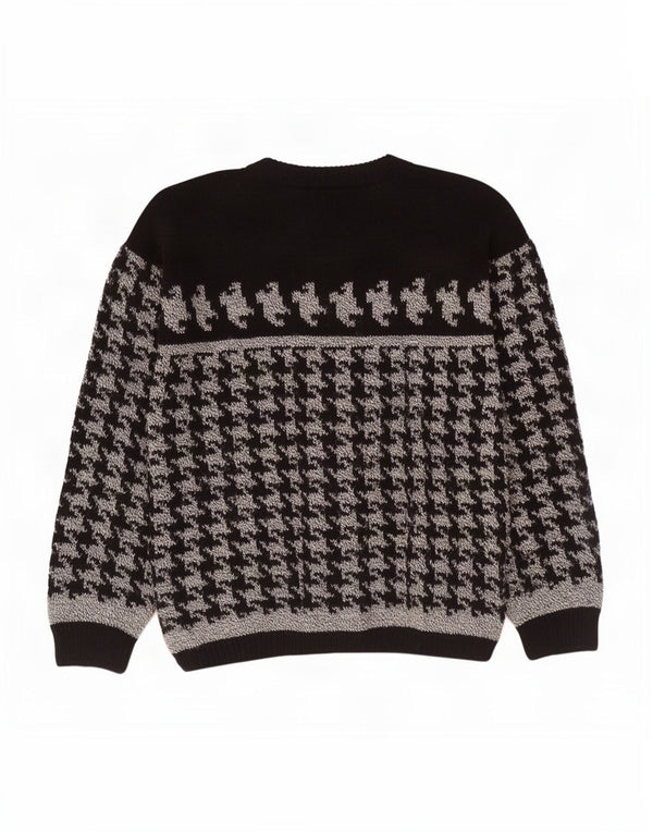 Maglione vintage da uomo girocollo girocollo medio pied de poule nero