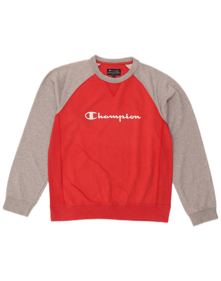 Felpa grafica da uomo Champion, maglione piccolo rosso color block