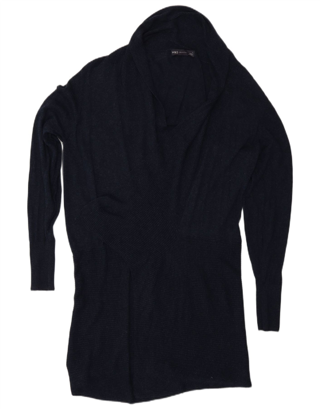 Maglione da donna Marks & Spencer con collo a scialle UK 16 grande blu navy