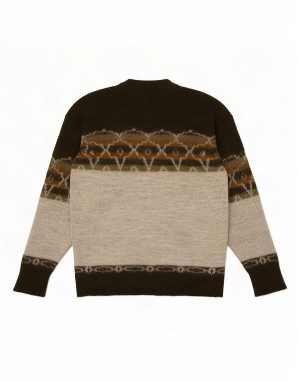 Maglione girocollo da uomo vintage IT 52 Lana nuova geometrica verde grande