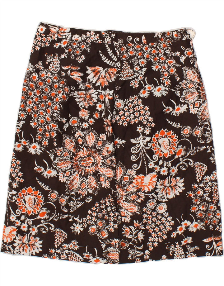 VINTAGE Womens A-Line Skirt W28 Medium  Brown Floral Vintage Vintage and Second-Hand Vintage from Messina Hembry 