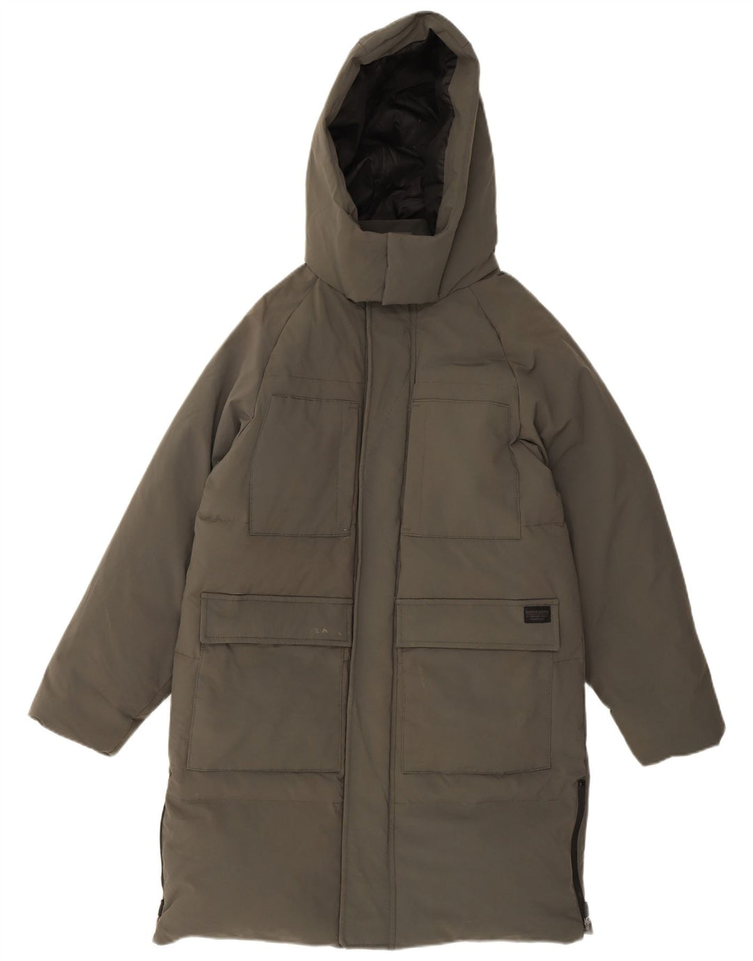 Cappotto imbottito con cappuccio Zara per ragazzi 13-14 anni in nylon kaki
