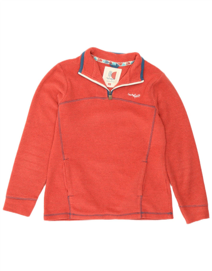 Maglione in pile da donna con collo con zip Weird Fish UK 12 poliestere rosso medio