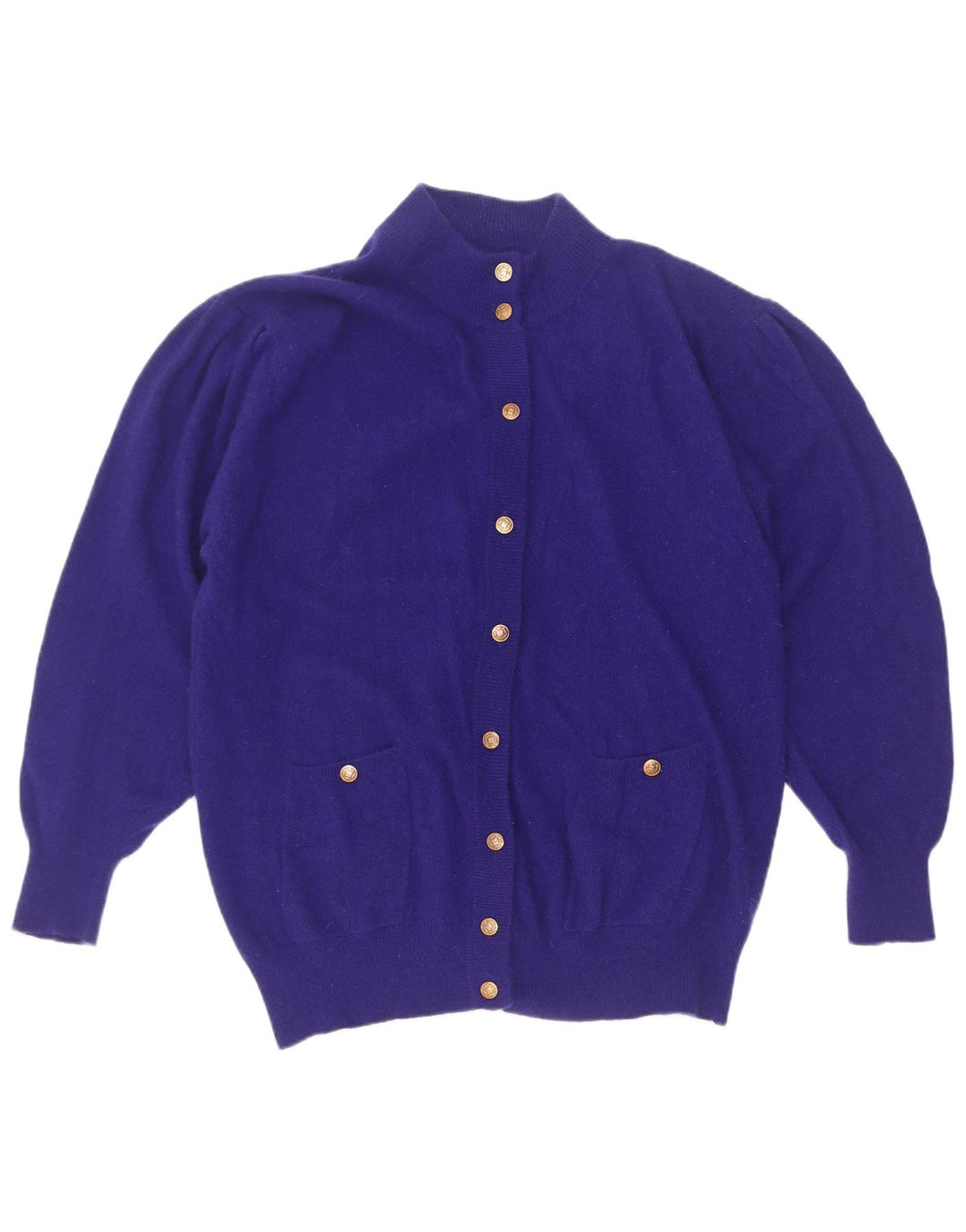 Maglione cardigan da donna vintage IT 46/48 grande lana viola