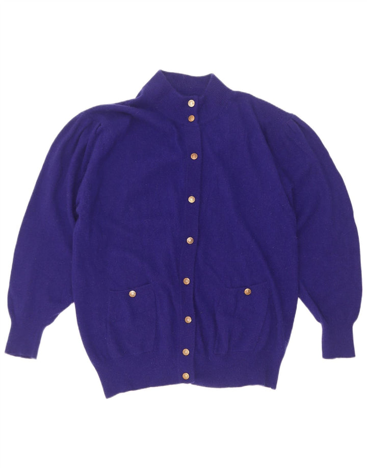 Maglione cardigan da donna vintage IT 46/48 grande lana viola