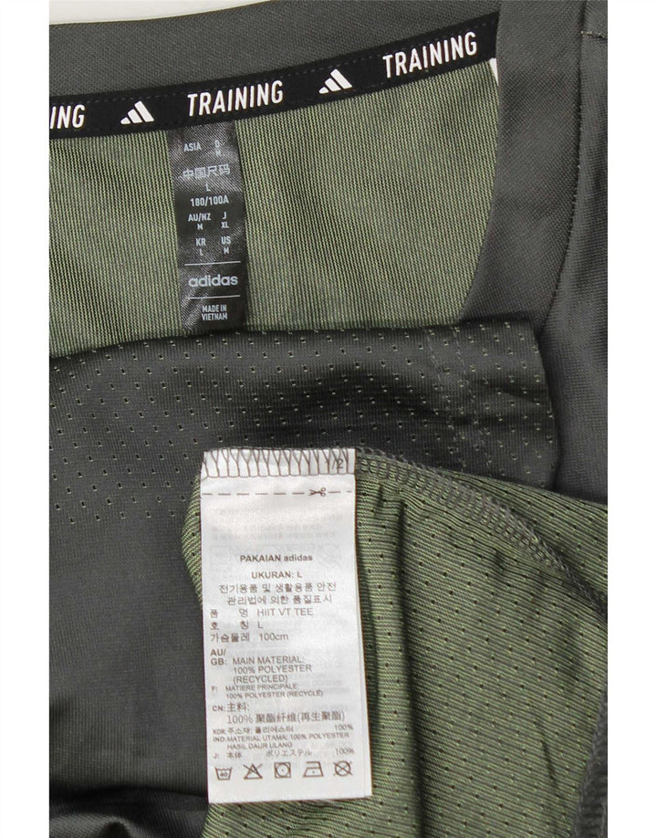 T-shirt Adidas Aeroready da uomo in poliestere a righe grigio medio