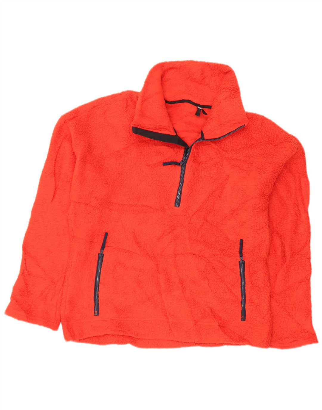 J. CREW Maglione in pile da donna con collo e zip UK 14 Poliestere arancione medio