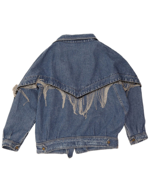 Giacca di jeans da motociclista dal taglio ampio da donna vintage UK 18 XL Blu