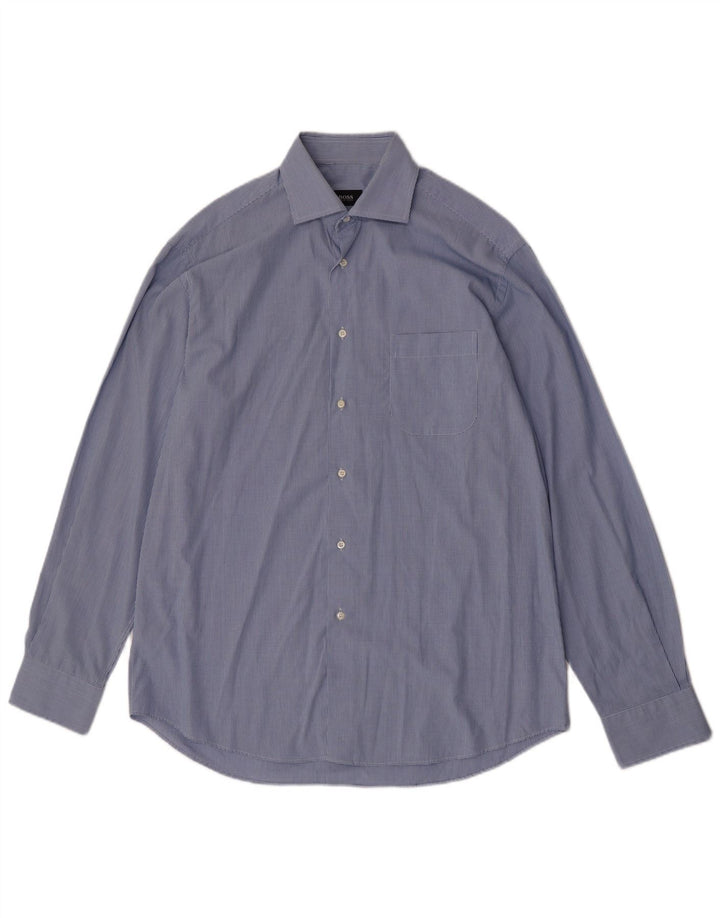 Camicia da uomo Hugo Boss taglia 41 16 grande cotone a quadretti blu
